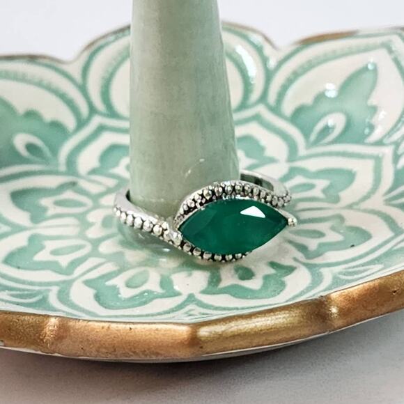 Nicky Butler Womens Ring Sz 6 Romantic Vintage Designer Green Chalcedony 925 - Picture 3 of 6